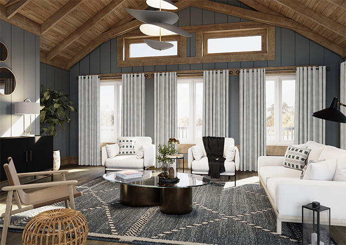 Chenille (Blackout) Eyelet, Stone - Ready Made Curtains - Image 8